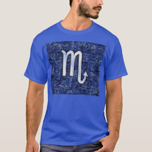 Scorpio Zodiac Symbol on Navy Blue Camo T-Shirt