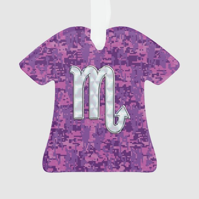 Scorpio Zodiac Symbol on Pink Digital Camouflage Ornament (Front)
