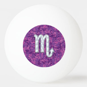 Scorpio Zodiac Symbol on Pink Digital Camouflage Ping Pong Ball