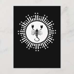 Scorpio Zodiac Symbol with Radiant Starburst Holiday Postcard