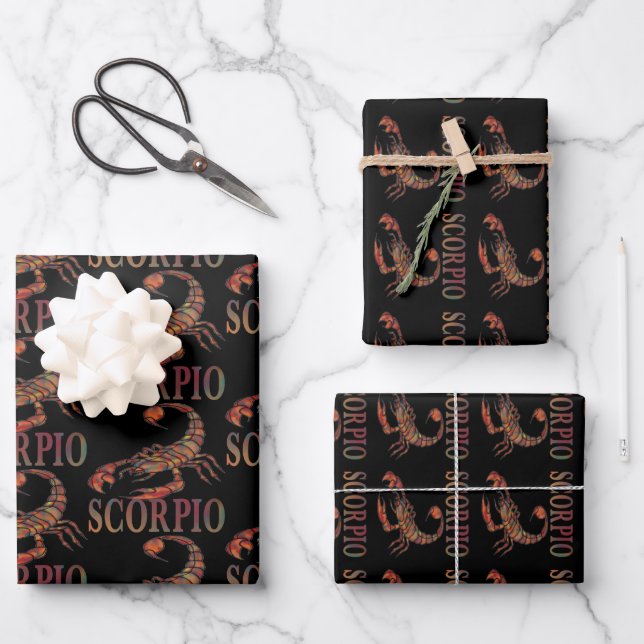 Scorpio Zodiac Symbol Wrapping Paper Sheet (Front)