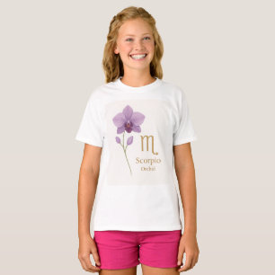 Scorpio Zodiac T-Shirt with Orchid Flower – Perfec