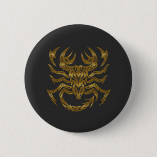 Scorpio Zodiac - Tribal Gold 6 Cm Round Badge