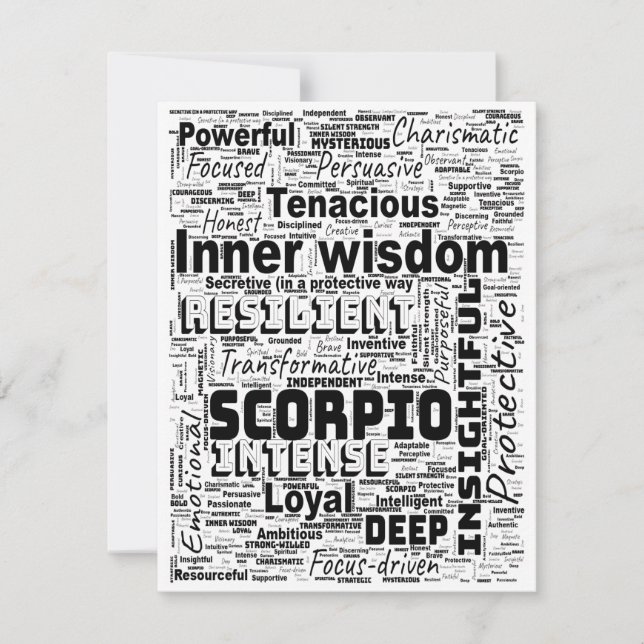  Scorpio Zodiac Word Cloud Inspiration Flat Card (Front)