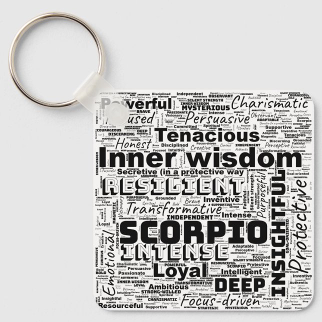 Scorpio Zodiac Word Cloud Inspiration  Key Ring (Front)