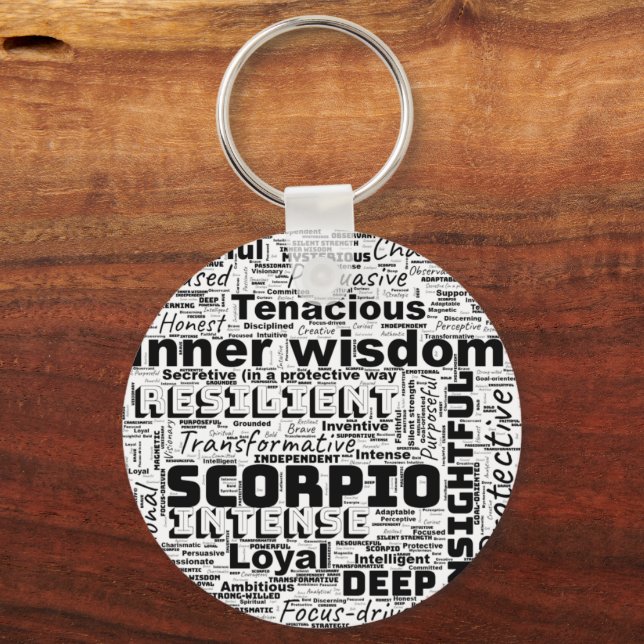 Scorpio Zodiac Word Cloud Inspiration Keychain  (Front)