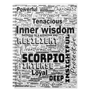 Scorpio Zodiac Word Cloud Inspiration Notebook