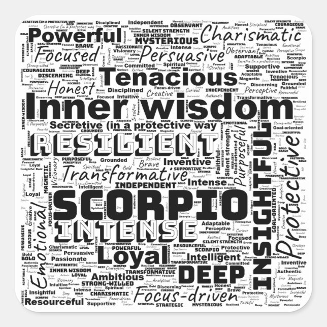  Scorpio Zodiac Word Cloud Inspiration  Square Sticker (Front)