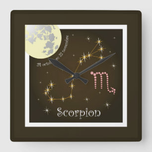 Scorpion 24 octobre au 22 novembre Uhr Square Wall Clock