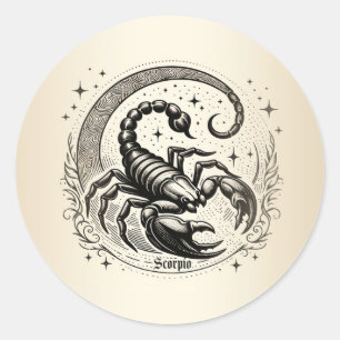 Scorpion Crescent Moon Astrology Zodiac Scorpio Classic Round Sticker