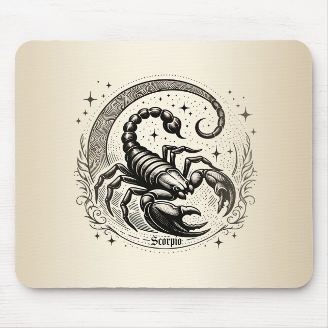 Scorpion Crescent Moon Astrology Zodiac Scorpio Mouse Mat (Front)