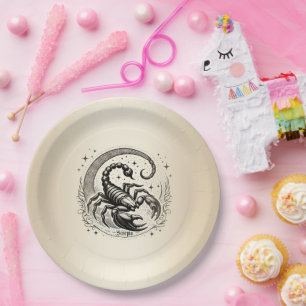 Scorpion Crescent Moon Astrology Zodiac Scorpio Paper Plate