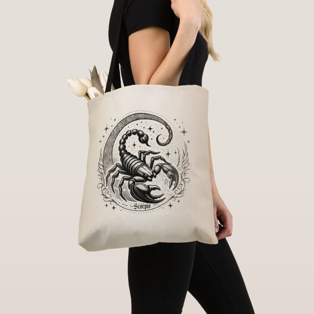 Scorpion Crescent Moon Astrology Zodiac Scorpio Tote Bag (Close Up)