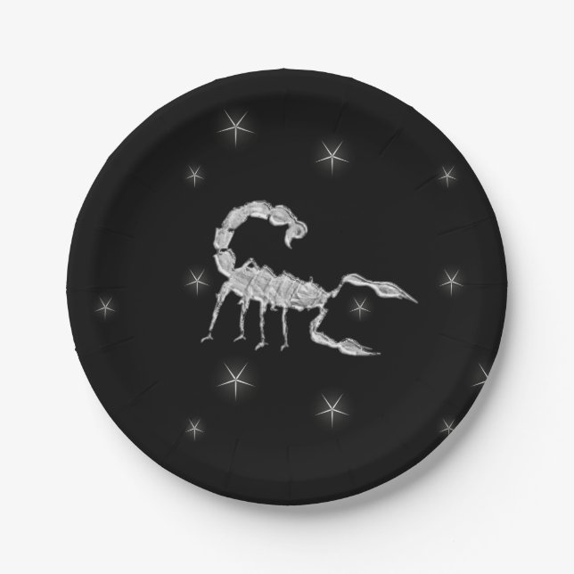 Scorpion  Design Black Paper Plate (Front)