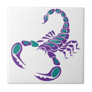 Scorpion Image Purple Teal Blue bug desert Tile
