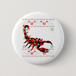 Scorpion Lover Funny Xmas Lights Ugly Christmas Sw 6 Cm Round Badge