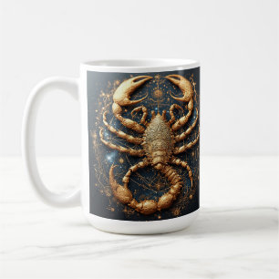 Scorpion Over a Detailed Golden Astral Mandala Coffee Mug