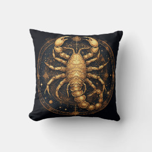 Scorpion Over a Detailed Golden Astral Mandala Cushion