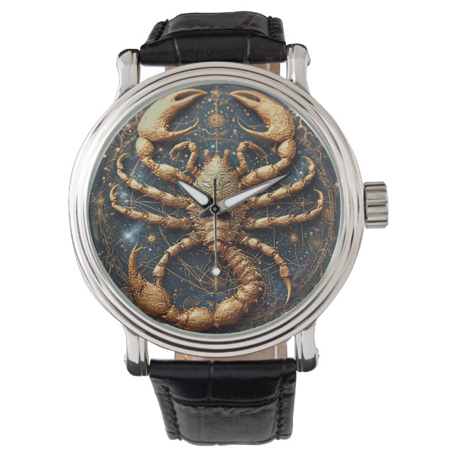 Scorpion Over a Detailed Golden Astral Mandala Watch (Front)