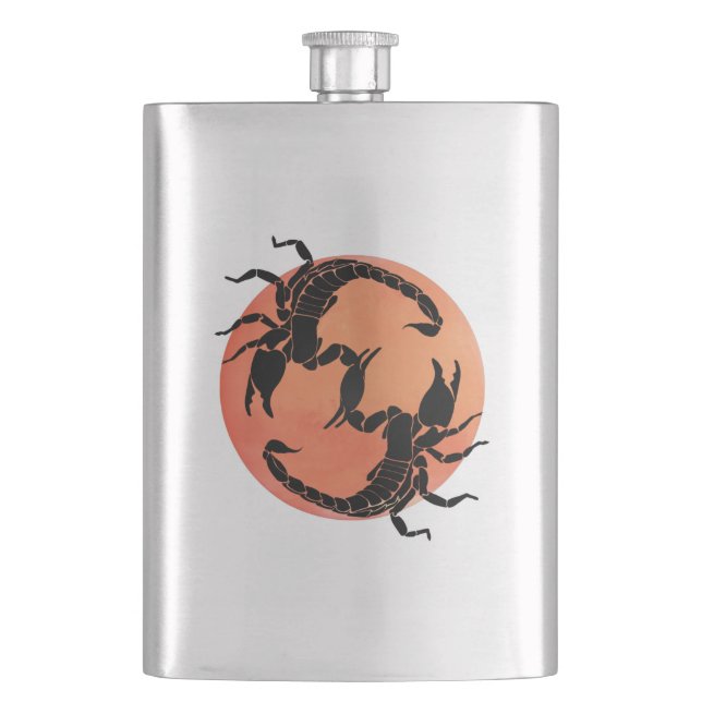 Scorpion Tribal Graphic Design Hip Flask (Front)