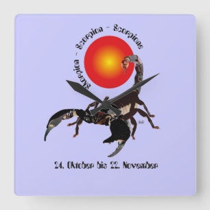Scorpion - watch sign square wall clock