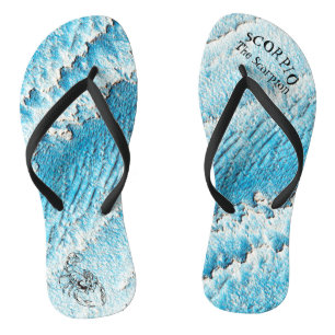 Scorpion Zodiac Scorpio Sea Typography New Age Flip Flops