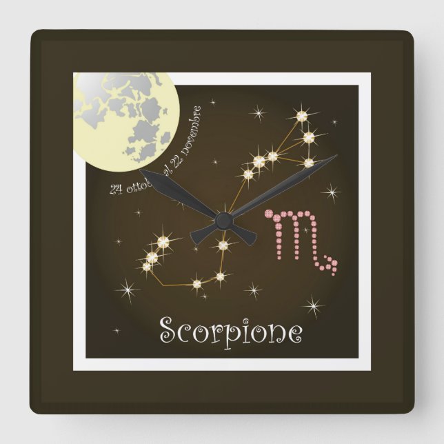 Scorpione 24 ottobre al 22 novembre square wall clock (Front)