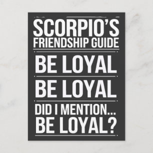Scorpio's Friendship Guide Funny Quote Postcard