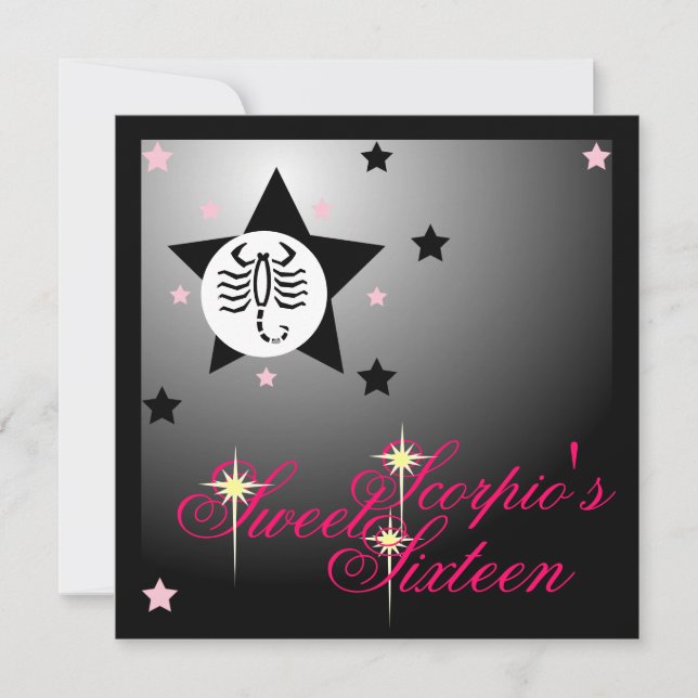 Scorpio's Zodiacal Fortune Sweet Sixteen-Customise Invitation (Front)