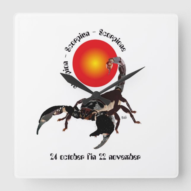 Scorpiun 24 october fin 22 november Uhr Square Wall Clock (Front)
