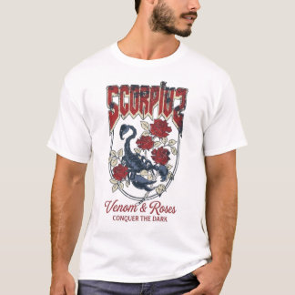 Scorpius Venom and Roses Vintage Rock Aesthetic  T-Shirt