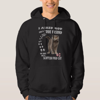 Scot Fold Kitty Saying Mum Dad Print Cute Scottish Hoodie