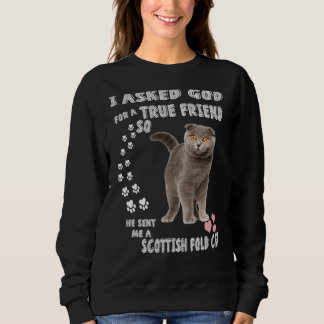 Scot Fold Kitty Saying Mum Dad Print Cute Scottish Sweatshirt