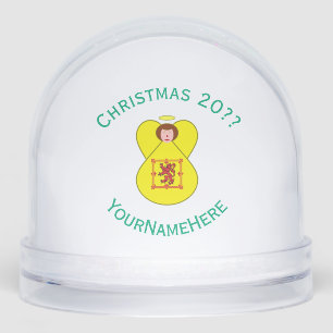 Scot Lion Rampant Angel Christmas Flag Personalize Snowglobe