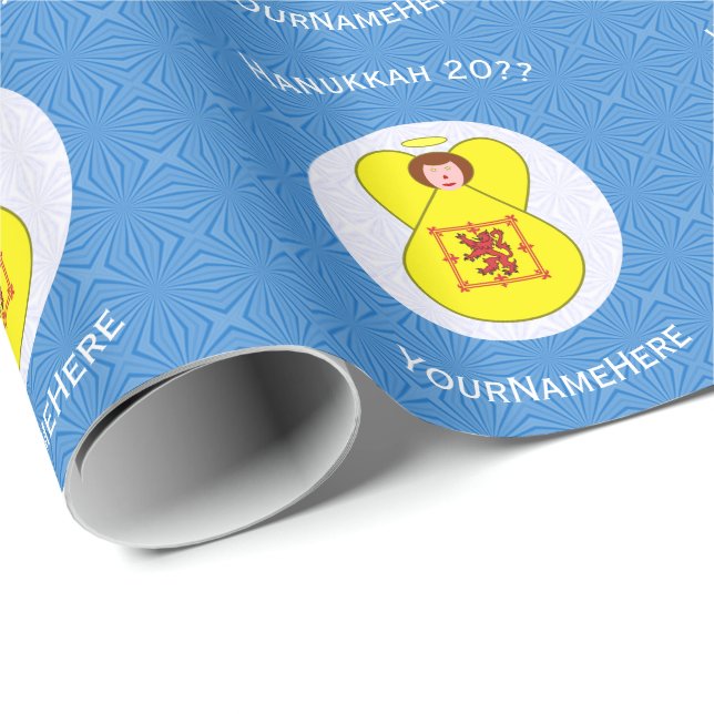 Scot Lion Rampant Angel Hanukkah Flag Personalise Wrapping Paper (Roll Corner)