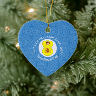 Scot Lion Rampant Angel Hanukkah Flag Personalised Ceramic Tree Decoration