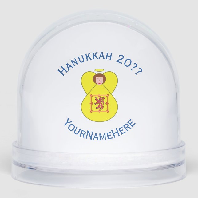 Scot Lion Rampant Angel Hanukkah Flag Personalised Snowglobe (Front)