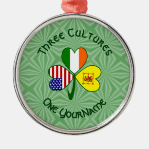 Scot Rampant Irish Flags Shamrock Personalise Text Metal Tree Decoration