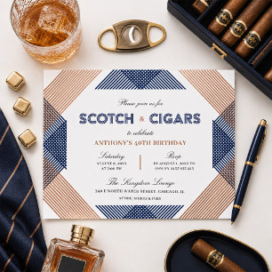 Scotch and Cigars Mens Birthday Invitation