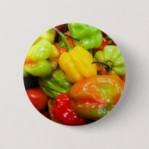 Scotch Bonnet Chilli Peppers 6 Cm Round Badge