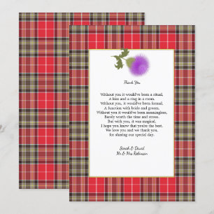 Scotch Clan Tartan Wedding Poem Thank You Invitation
