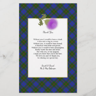 Scotch Clan Tartan Wedding Poem Thank You Scroll Flyer