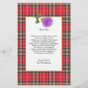 Scotch Clan Tartan Wedding Poem Thank You Scroll Flyer