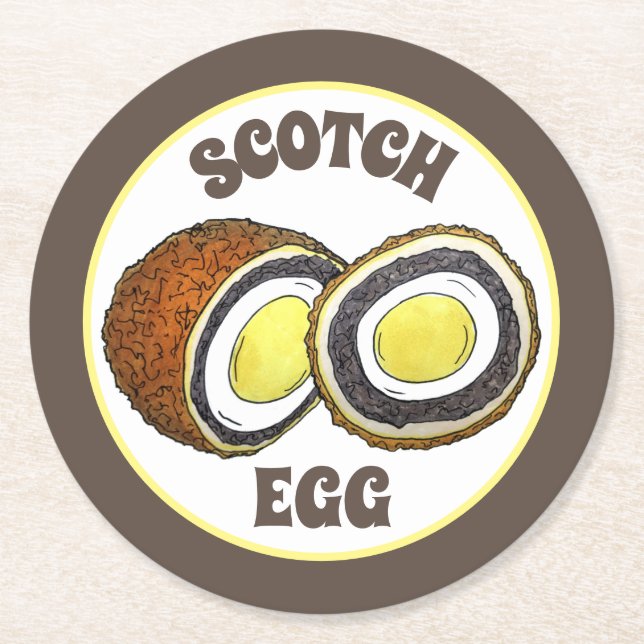 Scotch Egg UK British Food Yorkshire England Round Paper Coaster (Front)