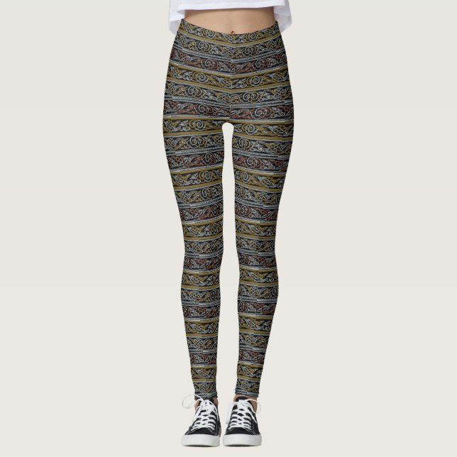 Scotch Irish Celtic Design Stripe Print Leggings (Front)