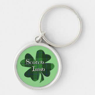 Scotch Irish Green Plaid Shamrock Key Ring