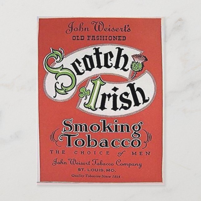 Scotch-Irish tobacco postcard (Front)