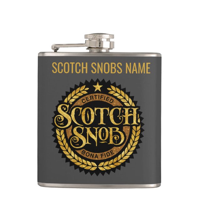 Scotch Snob - funny whiskey drinker Hip Flask (Front)