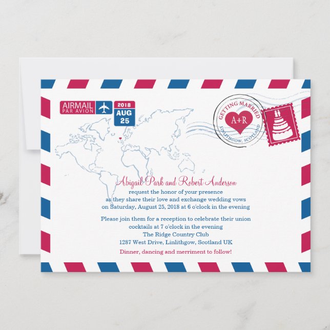 Scotland Airmail | Wedding Invitation (Front)