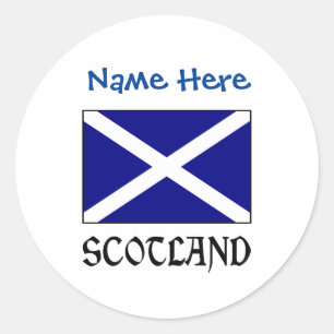 Scotland and Scot Flag Blue Personalisation  Classic Round Sticker